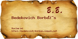 Bedekovich Borbás névjegykártya